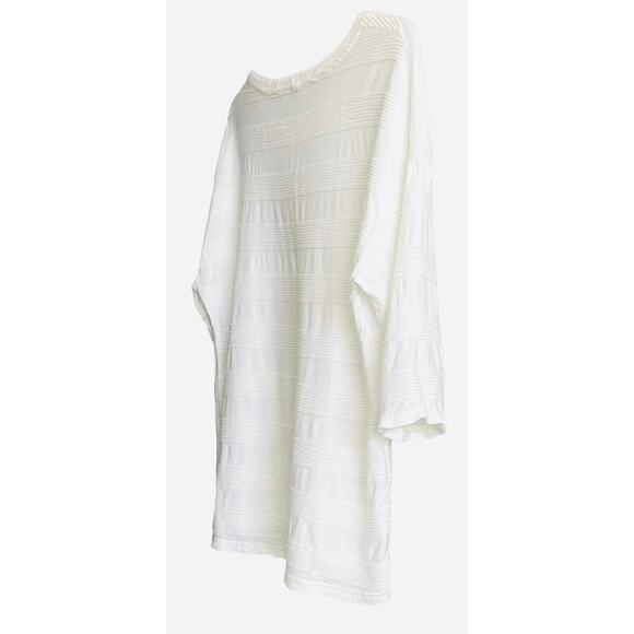 STREET ONE 3/4 SLEEVE PULL-OVER CREW NECK TOP, WOMENS, L-XL, IVORY-RIBBRD LAYERS - Picture 5 of 10